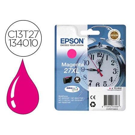 Tinteiro Epson 27Xl Wf3620 / 3640 / 7110 / 7610 / 7620 Magenta 1.100 Pag