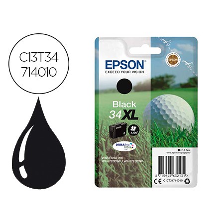 Tinteiro Epson 34Xl Workforce Pro Wf-3720 / Wf-3720Dwf / Wf-3725Dwf Preto 1.100 Pag