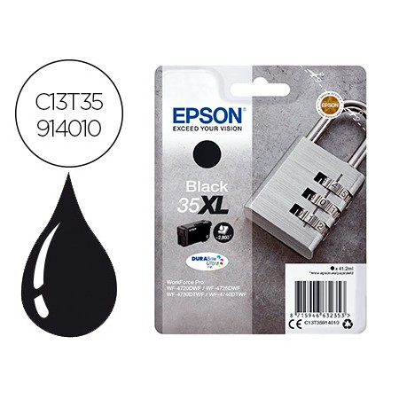 Tinteiro Epson 35Xl T3591 Pro Wf-4720Dwf / 4725Dwf / 4730Dtwf / 4740Dtwf Preto Alta Capacidade 1900 Pag