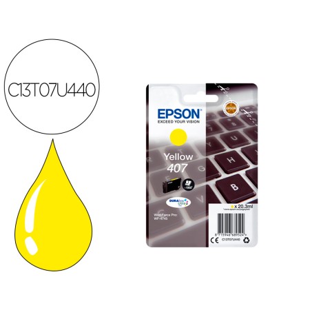 Tinteiro Epson 407L Clavier Wf-4745 Series Amarelo 1900 Paginas