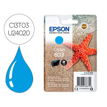 Tinteiro Epson Cian Std Estrela Do Mar 1 603 Rf / Am Single