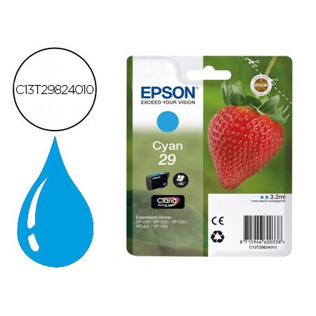 Tinteiro Epson Home 29 T2982 Xp435/330/335/332/430/235/432 Cian 175 Pag