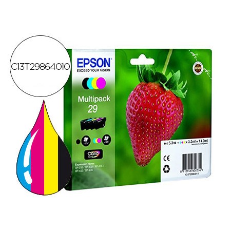 Tinteiro Epson Home 29 T2986 Xp435/330/235 Multipack 4 Cores Preto/Amarelo/Cian/Magenta