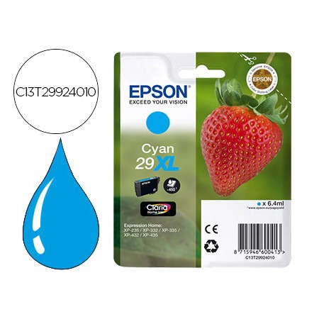 Tinteiro Epson Home 29 Xl T2992 Xp435/330/335/332/430/235/432 Cian 450 Pag