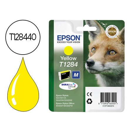 Tinteiro Epson Stylus T1284 Amarelo S22 / Sx125 / Sx420W / 425W / Office Bx305F Capacidade