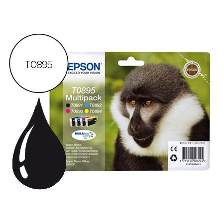 Tinteiro Epson T0895 Multipack Stylus S21/ Sx100/Sx105/ Sx115/Sx215/Sx218/ Sx400/Sx40/ Sx415 Bx300 Preto Amarelo Cian E