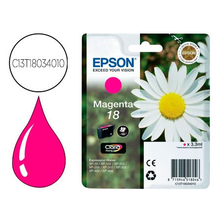 Tinteiro Epson T1803 Magenta Expression Home Xp-102 Xp-205 Xp-305 Xp-405 Capaciidad 180 Pag