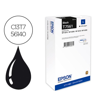 Tinteiro Epson T7561 Preto L Wf-8010Dw / 8090D3Twc / 8510Dwf / 8590Dwf Capacidade 2500 Pag