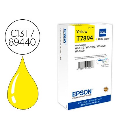 Tinteiro Epson T7894 Xxl Wf-5110 / 5190 / 5620 / 5690 Amarelo Alta Capacidade