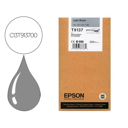 Tinteiro Epson T9137 Light Preto Ink 200Ml