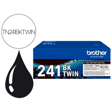 Toner Brother Tn241Bktwin Hl3140 / 3170 / 3150 / Dcp9020 / Mfc9140 / 9330 / 9340 Preto 2500 Paginas Pack 2 Unidades