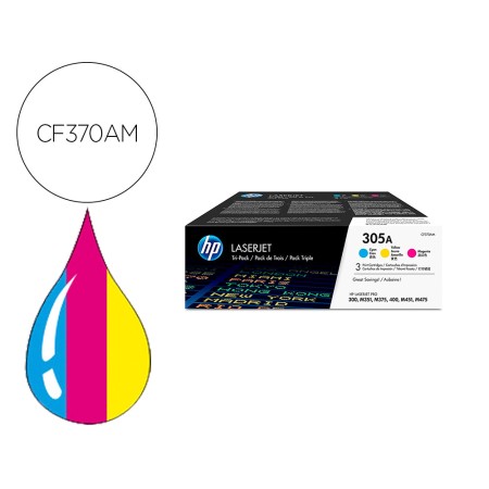 Toner Hp 305A Laserjet Pro 300 / M351 / 400 / M451 / Mfp M375 / Mfp M475 Pack Cor Amarelo Cian Magenta 2600