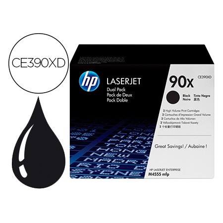 Toner Hp Laserjet 90X Enterprise M4555Mfp Preto Pack de 2 Unidades 24000 Paginas