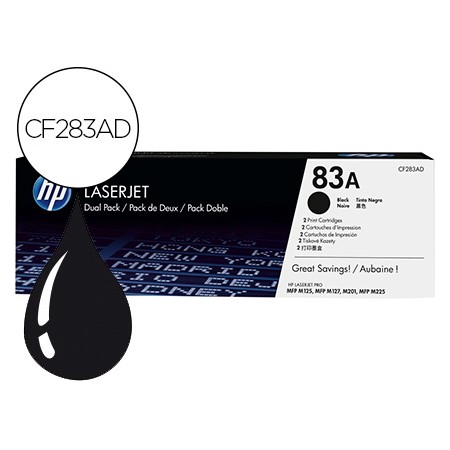 Toner Hp Laserjet Pro 83A Mfp M125 M127 M201 M225 Preto Pack de 2 Unidades 1500 Paginas