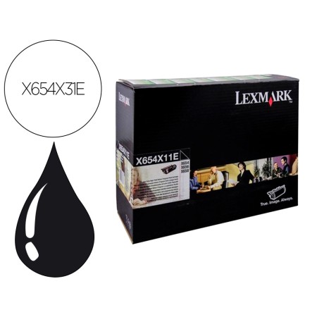 Toner Lexmark Laser X654X31E / X654De/ 654 / 656De / 658De Preto 36000 Paginas