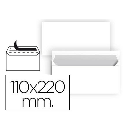 Envelope Americano Branco 110X220 Mm Tira de Silicone Pack de 25 Unidades