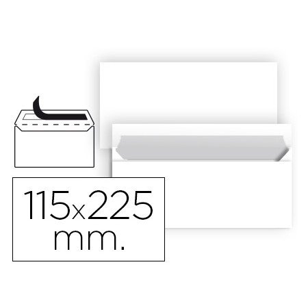 Envelope Americano Branco 115X225 Mm Tira de Silicone Pack de 25 Unidades