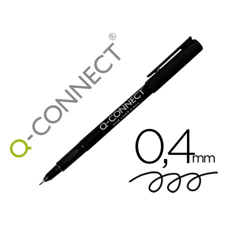 Marcador Q-Connect Ponta de Fibra Fine Liner Preto 0.4 Mm