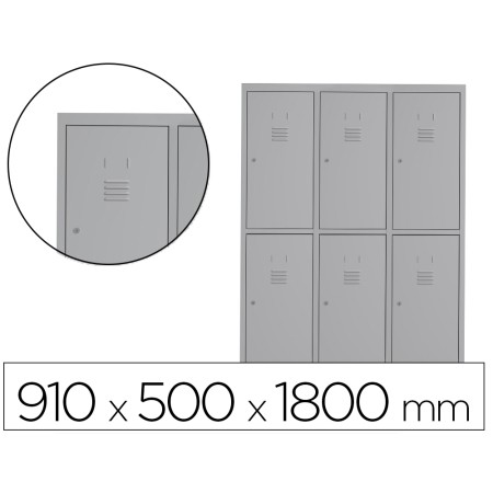 Armario Metalico Rocada 300 3 Modulos x 2 Portas Cinza 910X500X1800 Mm