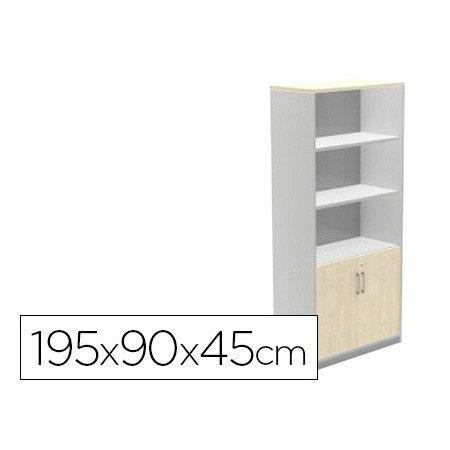 Armario Rocada com Tres Estantes E Dois Portas Inferiores Serie Store 195X90X45 Cm Acabamento Aw04 Branco/Branco