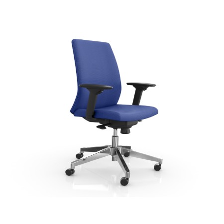 Cadeira de Direcao Rocada Bracos Regulaveis Base Aluminio Encosto E Assento Tecido Anti Fogo Azul 680X630X990 Mm