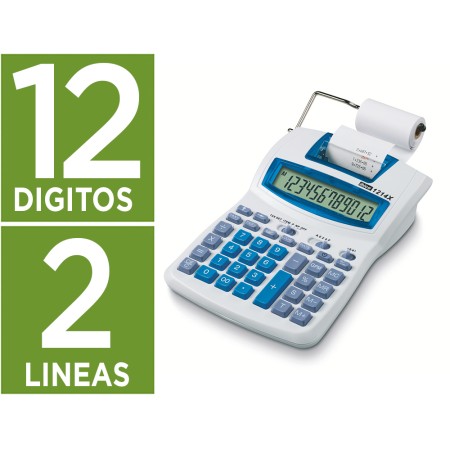 Calculadora Ibico 1214X Impressora Ecra Lcd Papel 57 Mm 12 Digitos Impressao Bicolor Branco/Azul 155X55X218 Mm