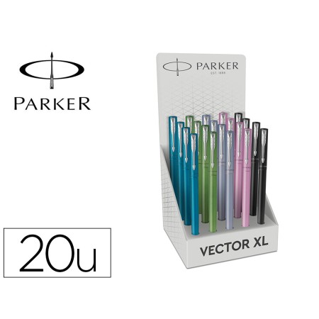 Caneta Parker Vector Xl Aparo F Expositor de 20 Unidades Cores Sortidas