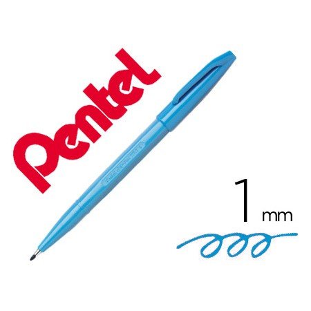 Caneta Pentel com Ponta de Fibra Sign Pen Na Cor Azul Ceu