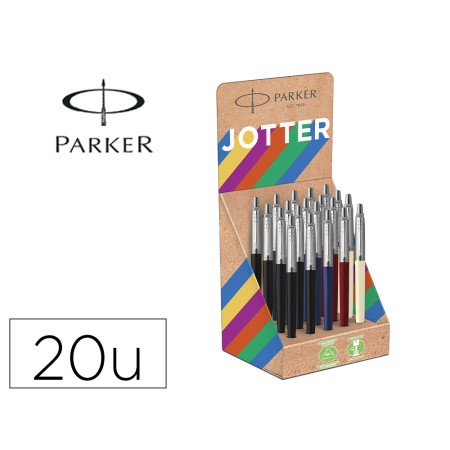 Esferografica Parker Jotter Originals Recycled Classico Expositor 20 Unidades com 5 Cores Sortidas
