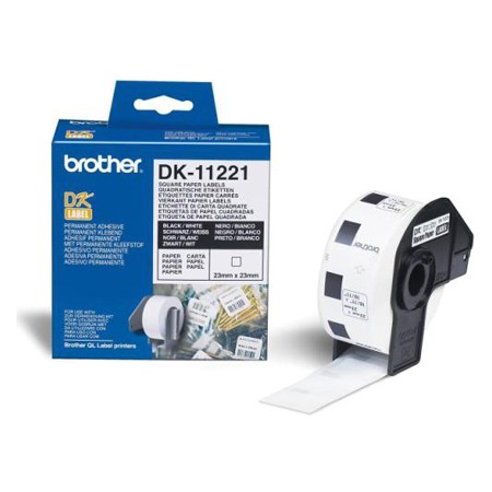 Etiquetas Precortadas Brother Dk11221 Branca 23 Mm x 23 Mm Papel Termico Quadradas 1000 Etiquetas