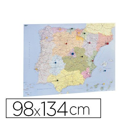 Mapa Parede Faibo Espanha E Portugal Plastificiado Enrolado 98X134 Cm