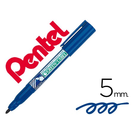 Marcador Pentel Nn50 Permanente Ponta Redonda Azul