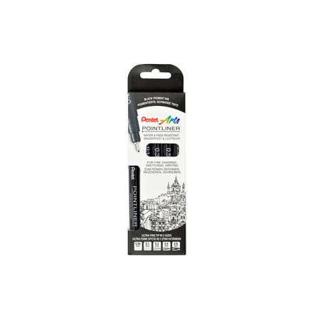 Marcador Pentel Pointliner com Tinta Pigmentada Cor Preto Conjunto de 5 Unidades