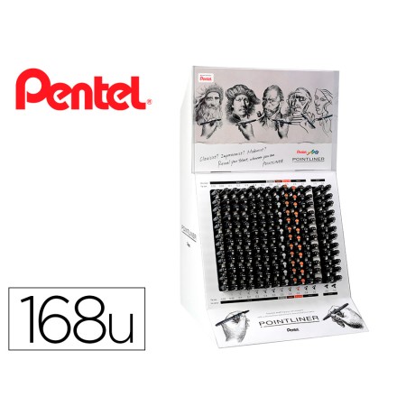 Marcador Pentel Pointliner com Tinta Pigmentada Expositor de 168 Unidades