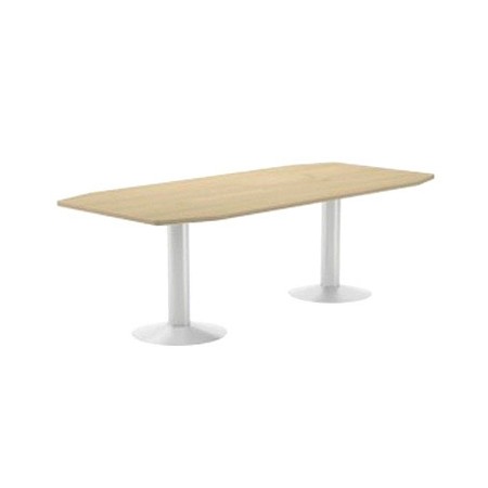 Mesa de Reuniao Rocada Meeting 3003Atw01 Estrutura com Coluna Duplo Aco Branco Tabuleiro em Madeira Faia 220X100X72 Cm