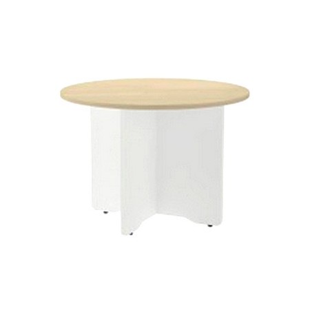 Mesa de Reuniao Rocada Meeting 3005Aw04 Estrutura em Madeira Branco Aluminio Tabuleiro Branco 100 Cm Diametro