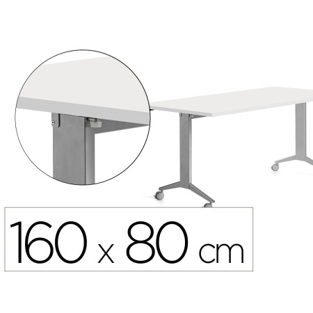 Mesa Rocada 2002Fd04 com Tampo Rebativel Cor Aluminio/Branco 160X80 Cm