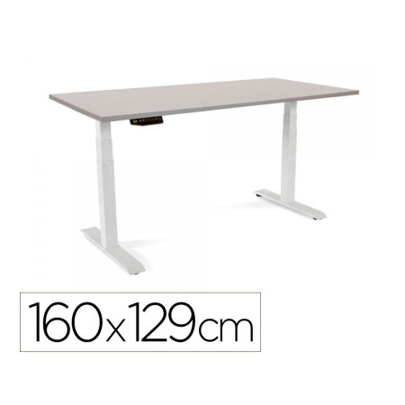 Mesa Rocada Regulavel em Altura Electricamente Ate 129 Cm Estrutura de Aco No Tampo 160 Cm Cor Cinza