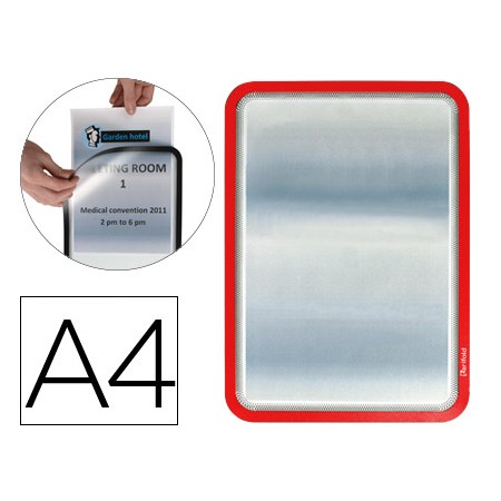 Moldura Porta-Anuncio Adesiva com Fecho Magnetico Tarifold Din A4 em Pvc Cor Vermelho Pack de 2 Unidades