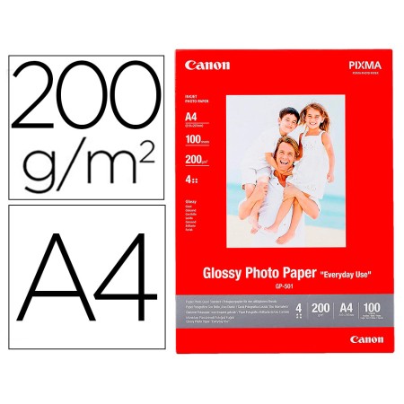 Papel Foto Canon Brilhante A4 200 Gr Embalagem de 100 Folhas