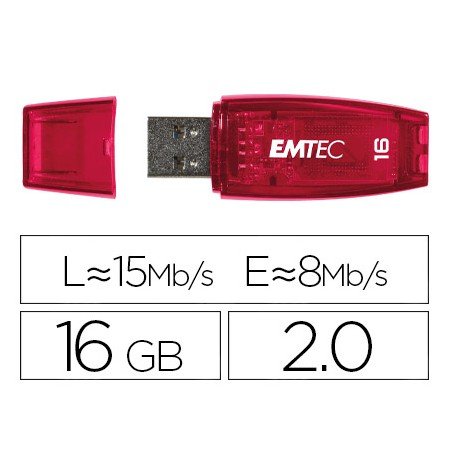 Pen Drive USB Emtec Flash USB 16Gb C410 Vermelho