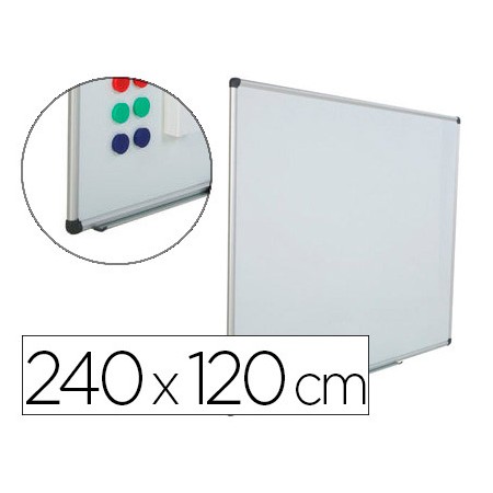 Quadro Branco Rocada Aco Vitrificado Magnetico Moldura Aluminio E Cantos Pvc 240 x 120 Cm Inclui Bandeja Para Marcador