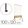 Quadro Branco Rocada Dupla Face Lacado Magnetico Placa Melamina Carvalho Base com 4 Rodas 100X120 Cm