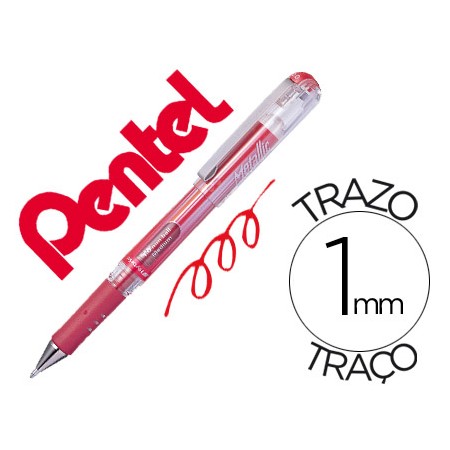 Roller Pentel Hybrid Gel K230M Ponta de 1,0 Mm Cor Vermelho Metalico