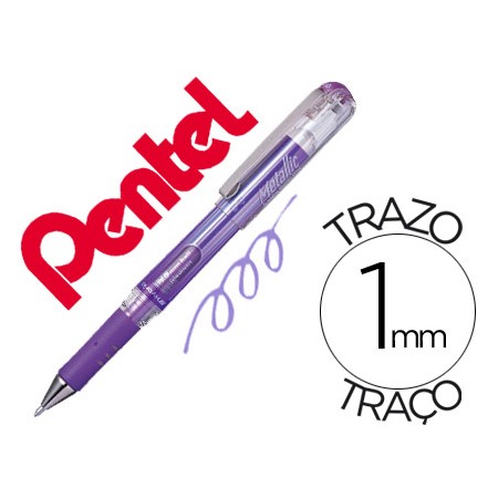 Roller Pentel Hybrid Gel K230M Ponta de 1,0 Mm Cor Violeta Metalico