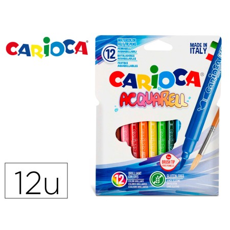 Rotulador Carioca Aquarelle Punta de Pincel Caja de 12 Colores Surtidos