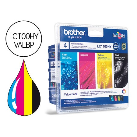 Tinteiro Brother Lc-1100Hyvalbp Pack Cian/Magenta/Amarelo E Preto de Alta Capacidade