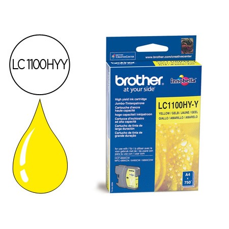 Tinteiro Brother Lc-1100Hyy Amarelo Alta Capacidade