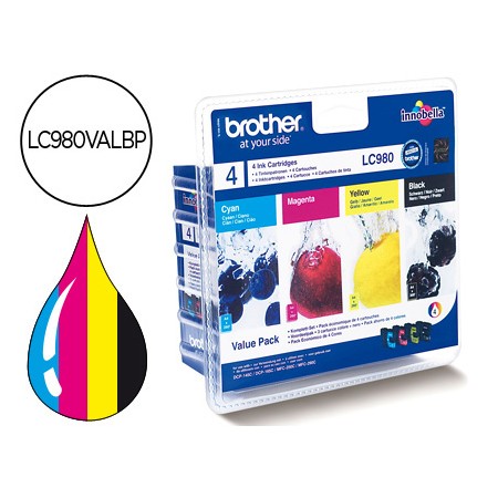 Tinteiro Brother Lc-980Valbp Pack Cian/Magenta/Amarelo E Preto