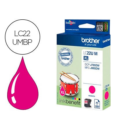 Tinteiro Brother Lc22Umbp Xl Dcp-J785Dw / Dcp-J785Dwxl / Mfc-J985Dw / Mfc-J985Dw Magenta 1.200 Pag